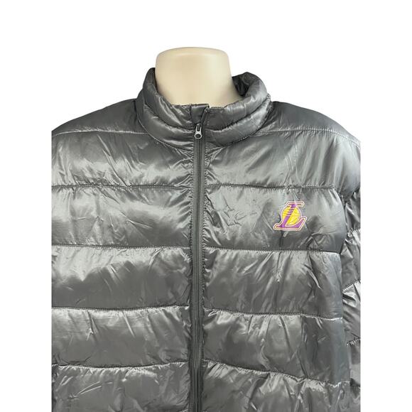 Fanatics Los Angeles Lakers NBA Mens Gray Puffer Zip Up Jacket 2XL Pockets Logo - Picture 5 of 12